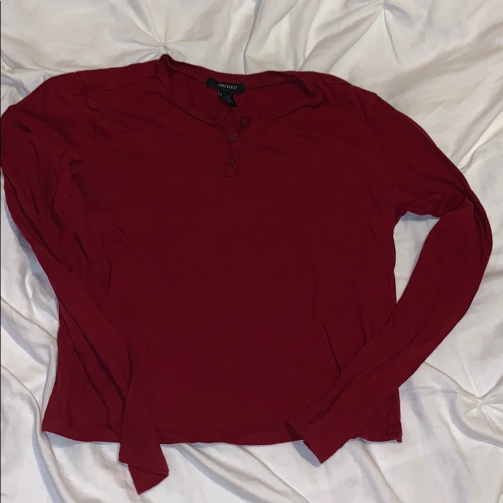 f21 red crop top